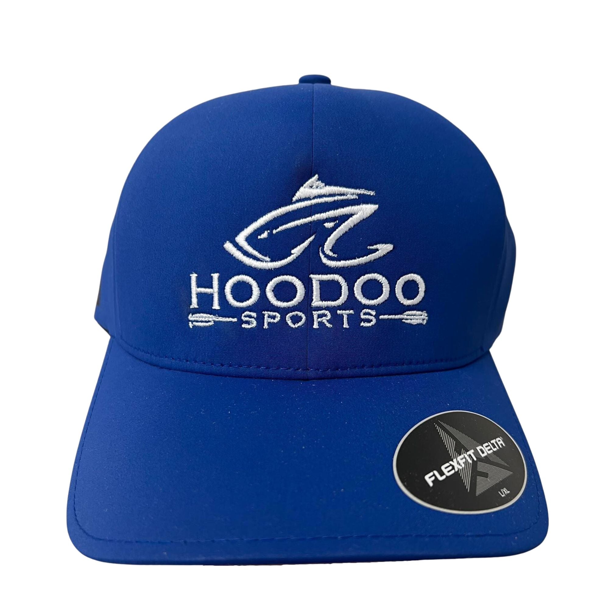 Buy blue-white-logo Hoodoo FlexFit Hat