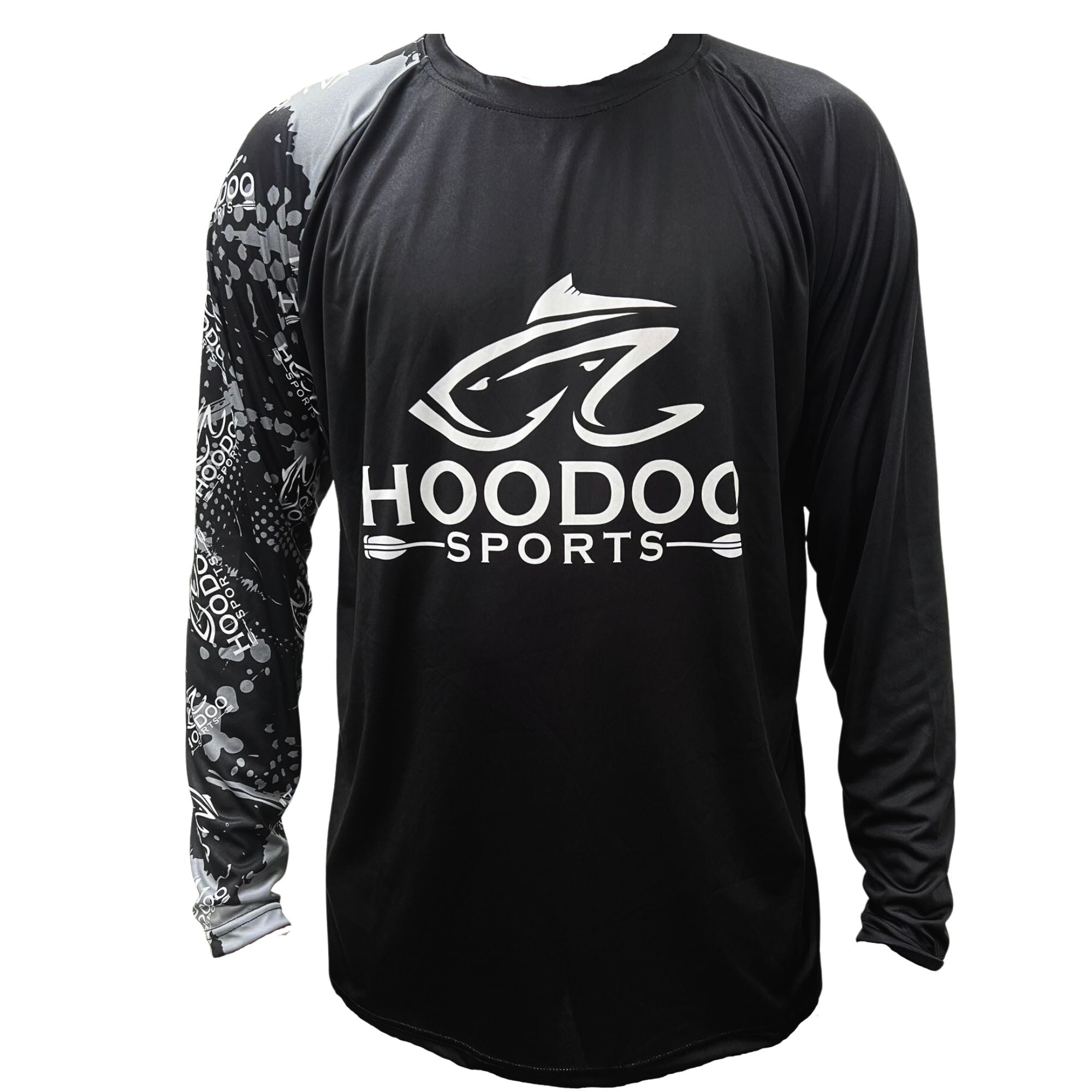Buy black-and-hexi-gray Hoodoo Sun-Tek UV Protection Long Sleeve Fishing Shirt